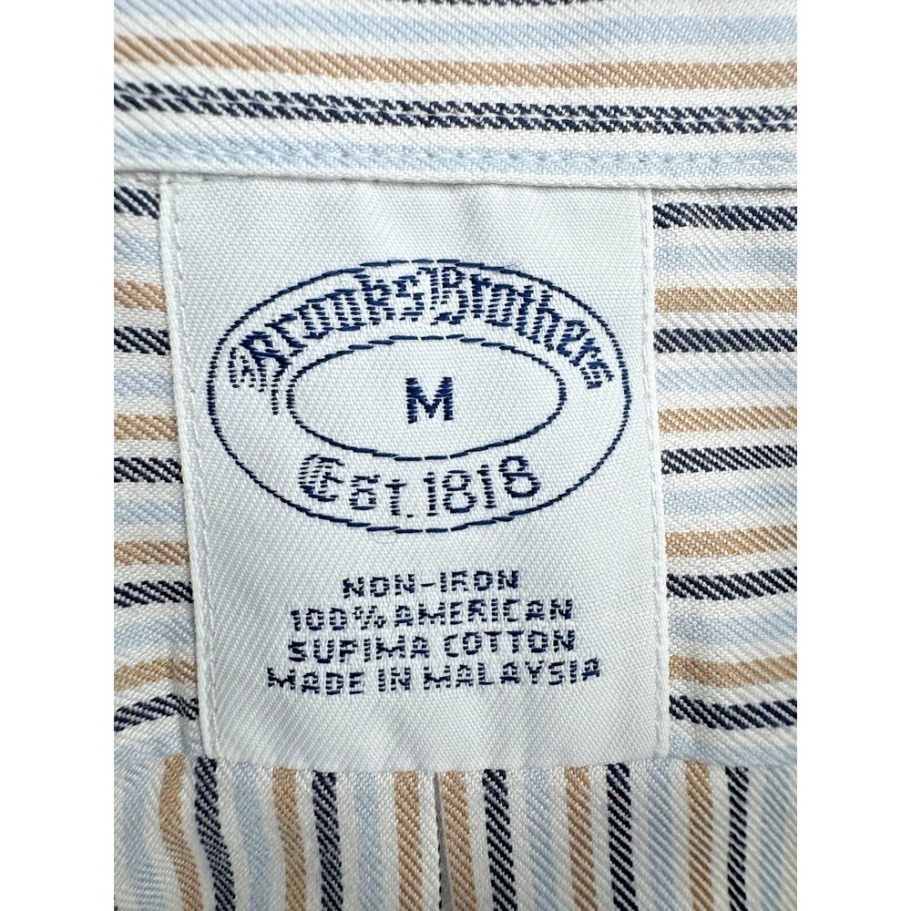 Brooks Brothers Men's Non-Iron Dress Shirt – 100% Supima Cotton, Striped, Size M - Picture 4 of 16